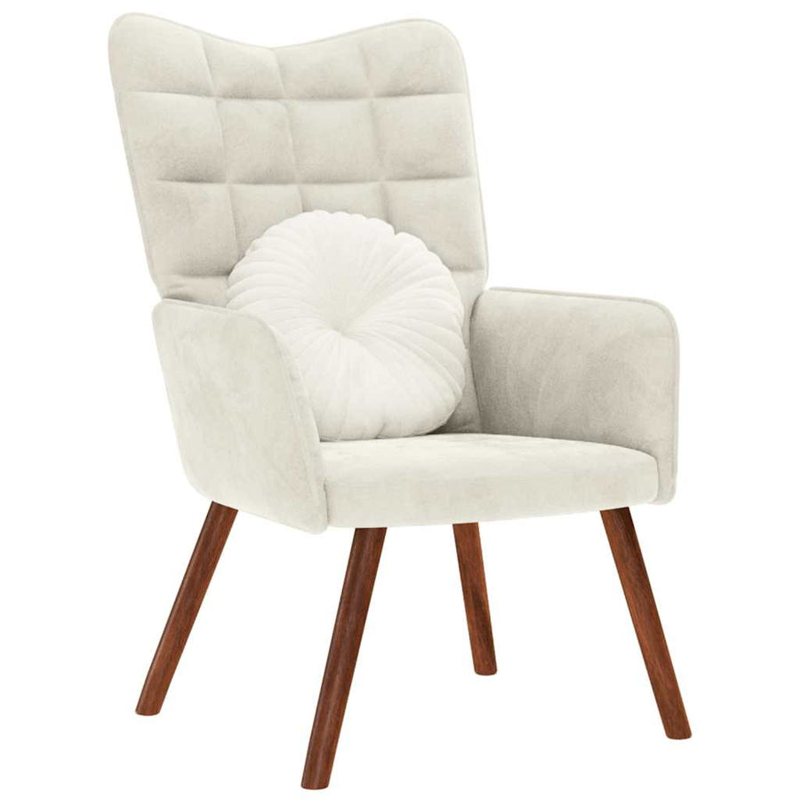 Relaxstoel fluweel crèmekleurig