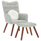 Relaxing chair with stool light grey velvet