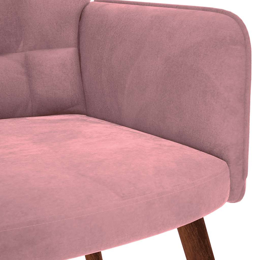 Relaxstoel met voetenbank fluweel roze