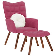 Relaxstoel met voetenbank fluweel wijnrood 61,5x69x95,5 cm
