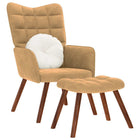 Velvet brown recliner with footstool