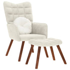 Relax armchair with footrest, cream-colored velvet