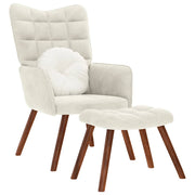 Relaxstoel met kruk crèmekleurig fluweel 61,5x69x95,5 cm