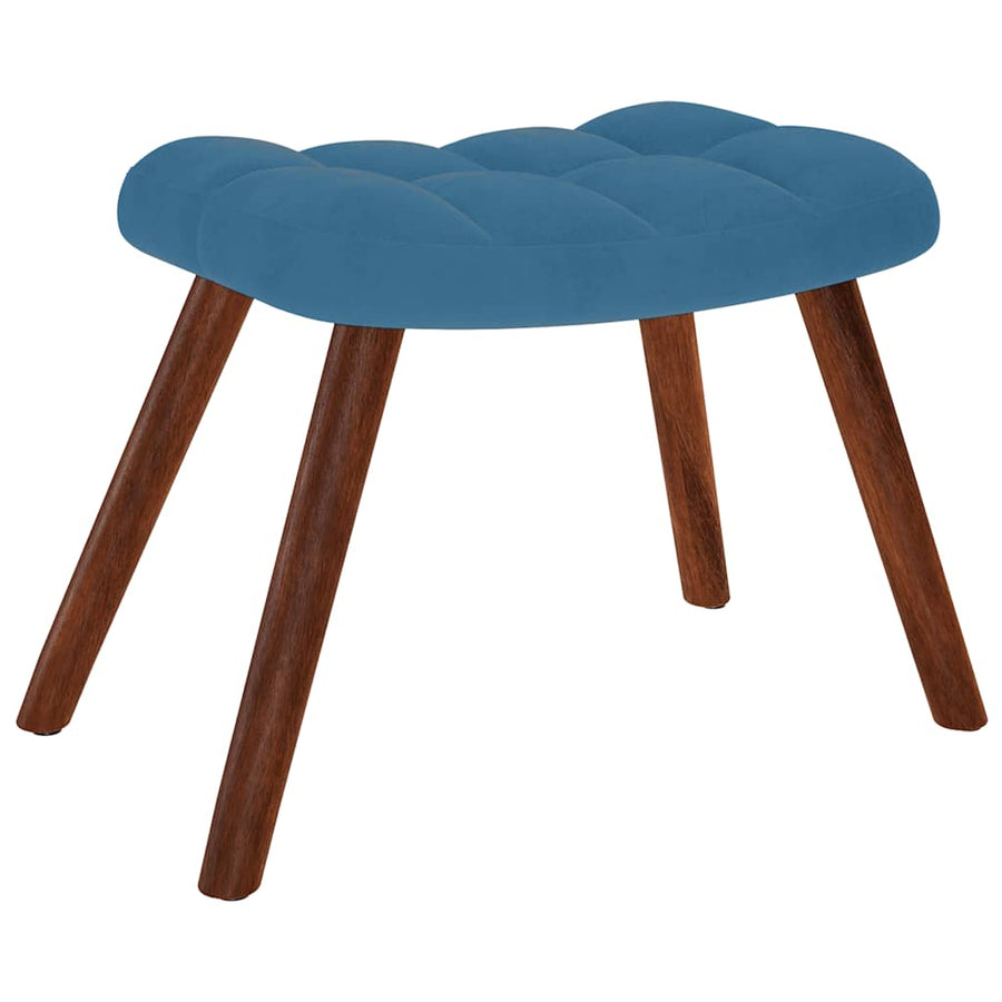 Relaxstoel met voetenbank fluweel blauw