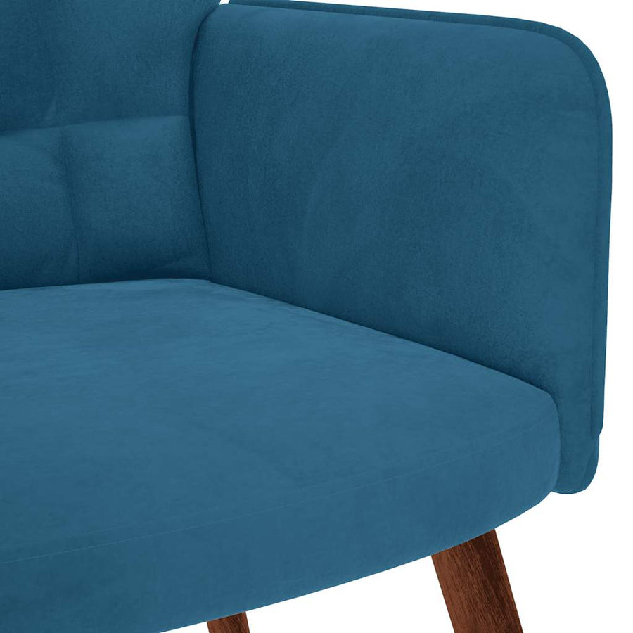 Relaxstoel met voetenbank fluweel blauw
