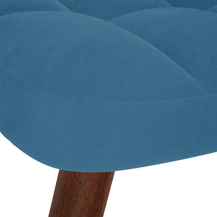 Relaxstoel met voetenbank fluweel blauw