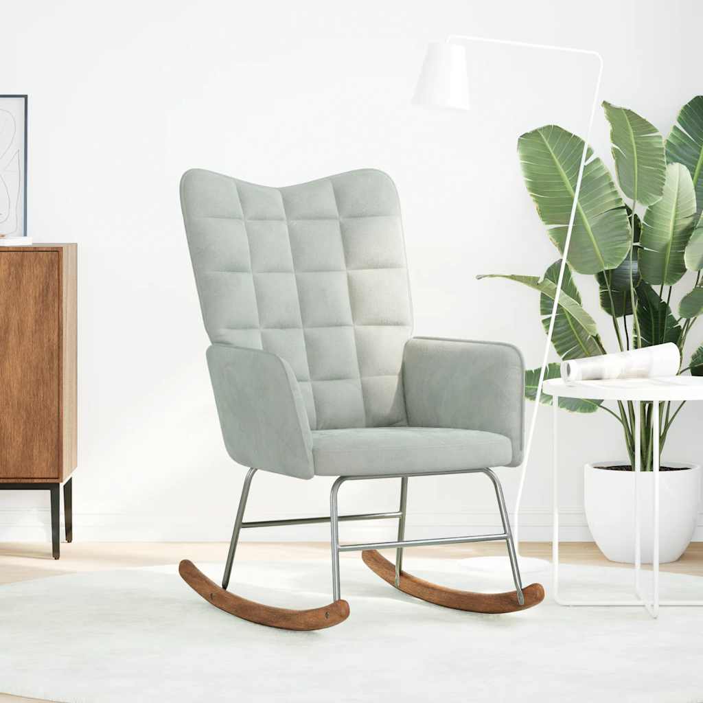 Schommelstoel fluweel lichtgrijs