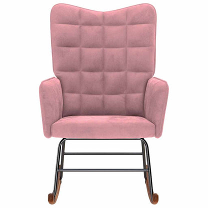 Schommelstoel fluweel roze