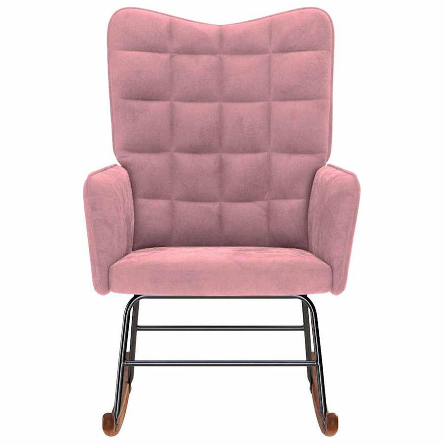 Schommelstoel fluweel roze