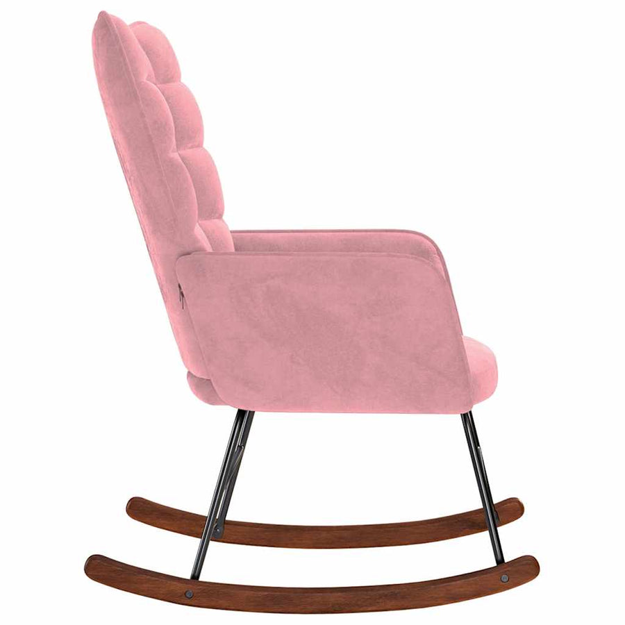 Schommelstoel fluweel roze
