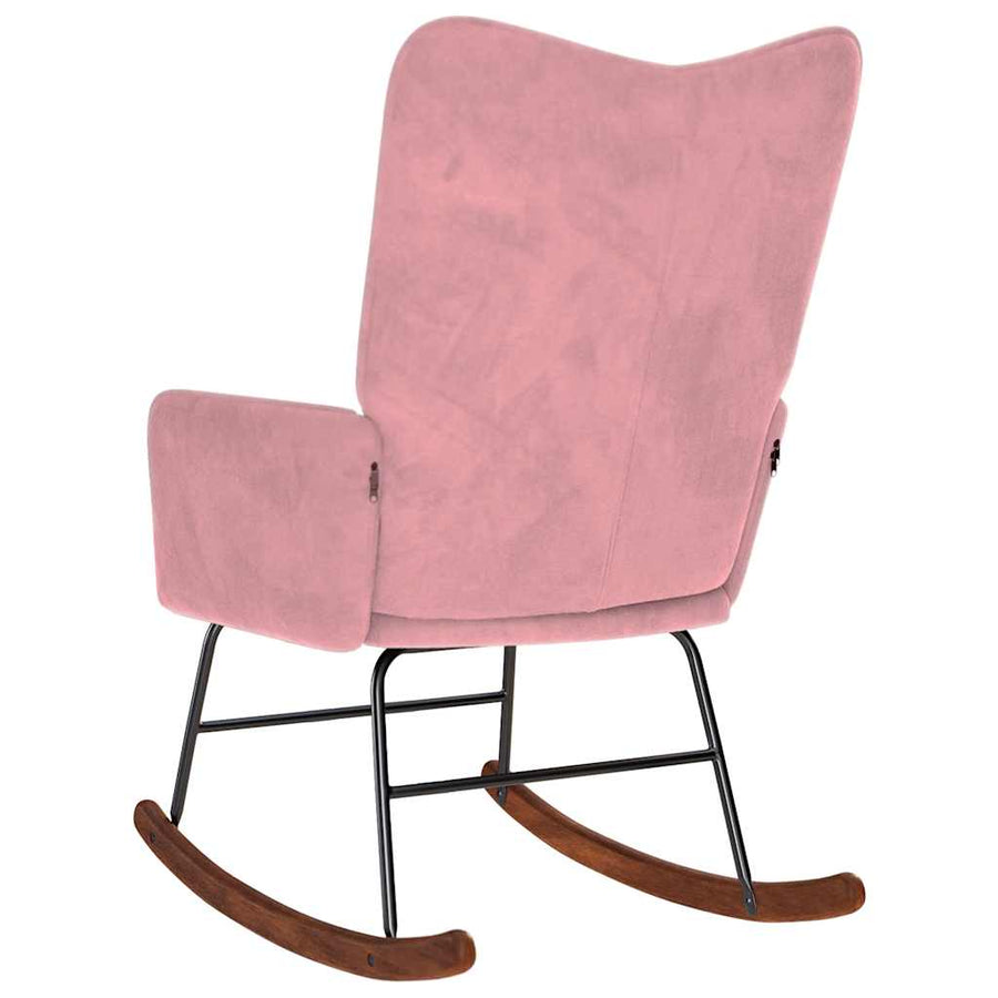 Schommelstoel fluweel roze