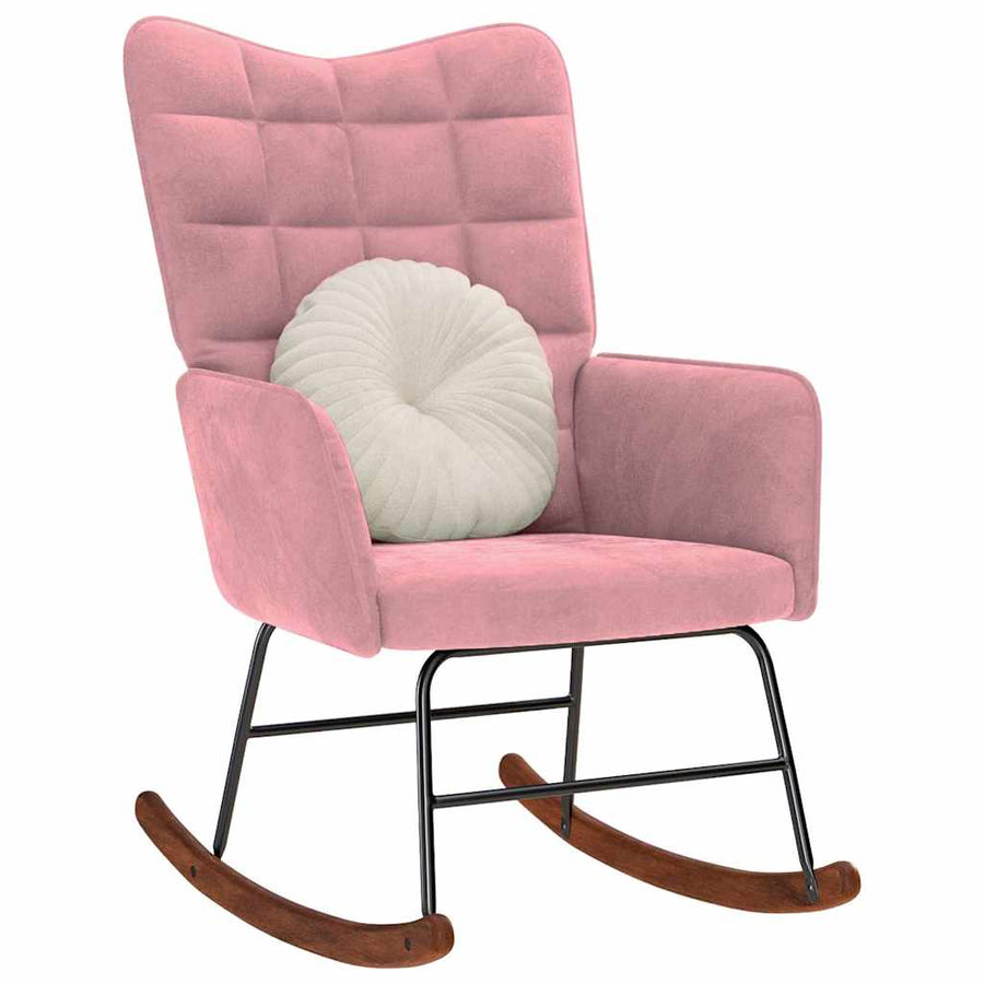 Schommelstoel fluweel roze