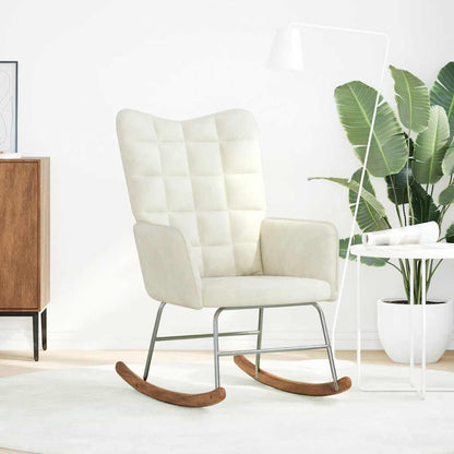 Schommelstoel fluweel crèmekleurig