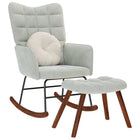 Schommelstoel met kruk lichtgrijs fluweel 61x78x98 cm