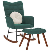 Rocking chair with footstool dark green velvet