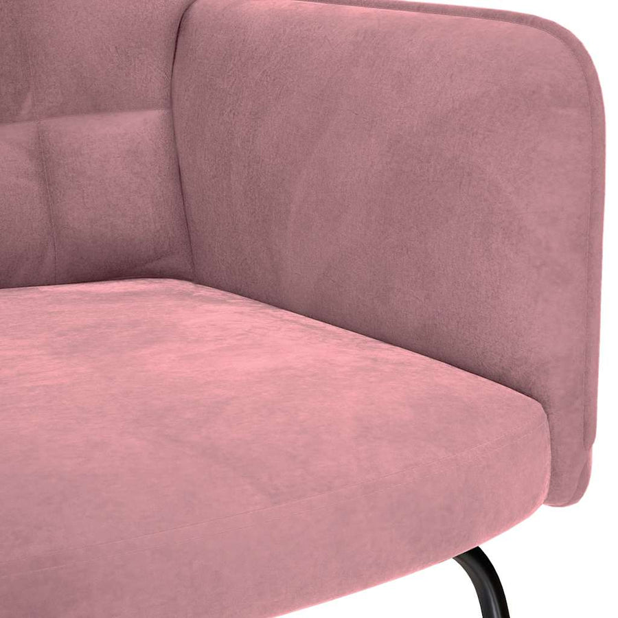 Schommelstoel met krukje fluweel roze