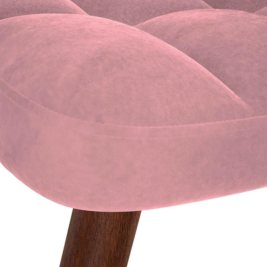 Schommelstoel met krukje fluweel roze