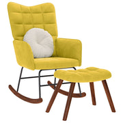 Rocking chair with footstool, yellow velvet