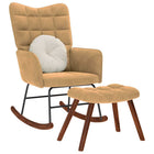 Schommelstoel met krukje fluweel bruin 61x78x98 cm