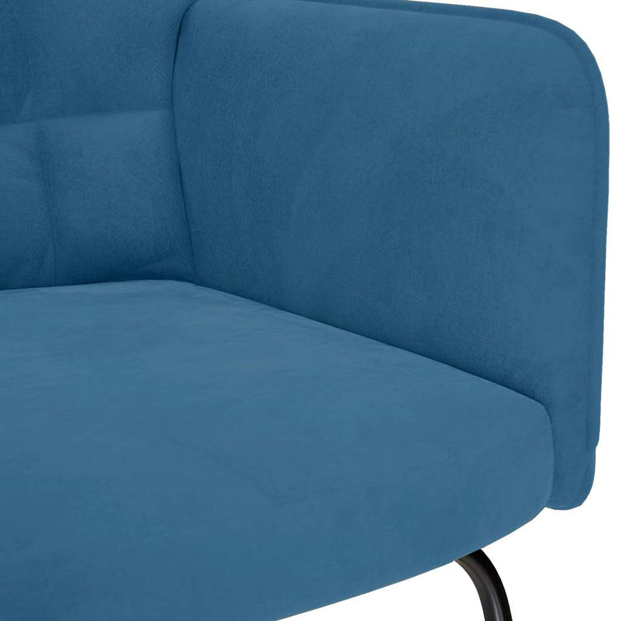 Schommelstoel met krukje fluweel blauw
