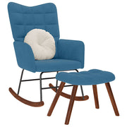 Velvet blue rocking chair with stool