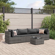 Loungeset 5-delig poly rattan grijs