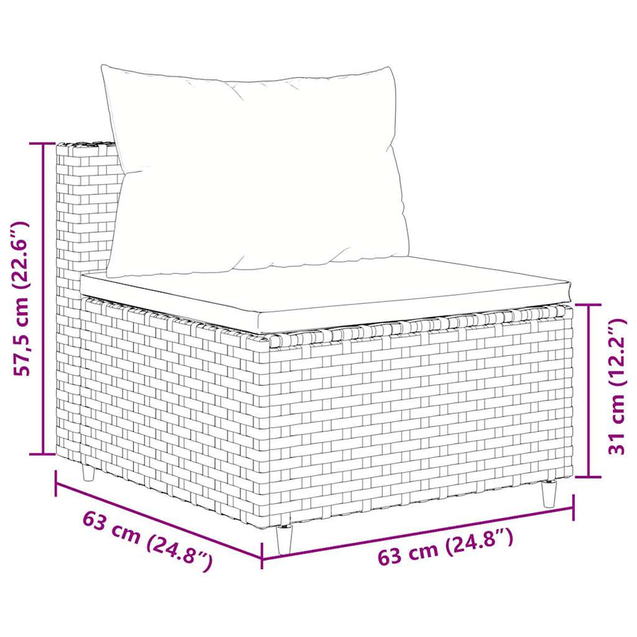 5-delige Loungeset met kussens poly rattan bruin