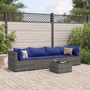 Loungeset poly rattan grijs 5-delig