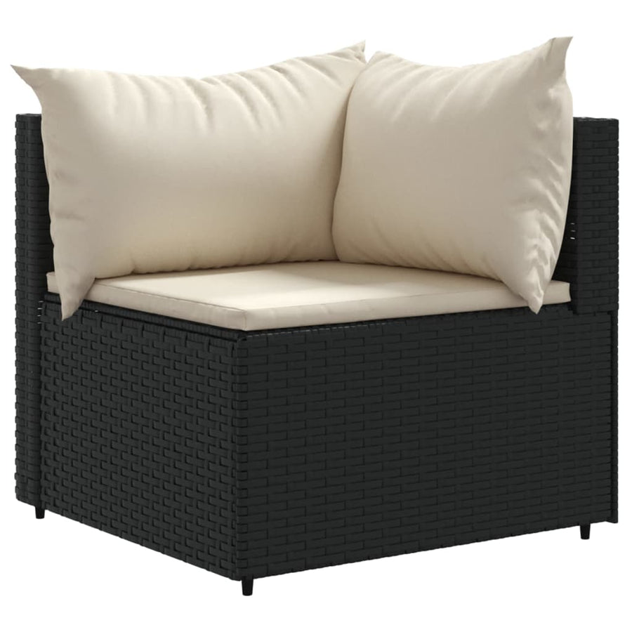 6-Delige Loungeset Met Kussens Poly Rattan 5 Zwart en crème