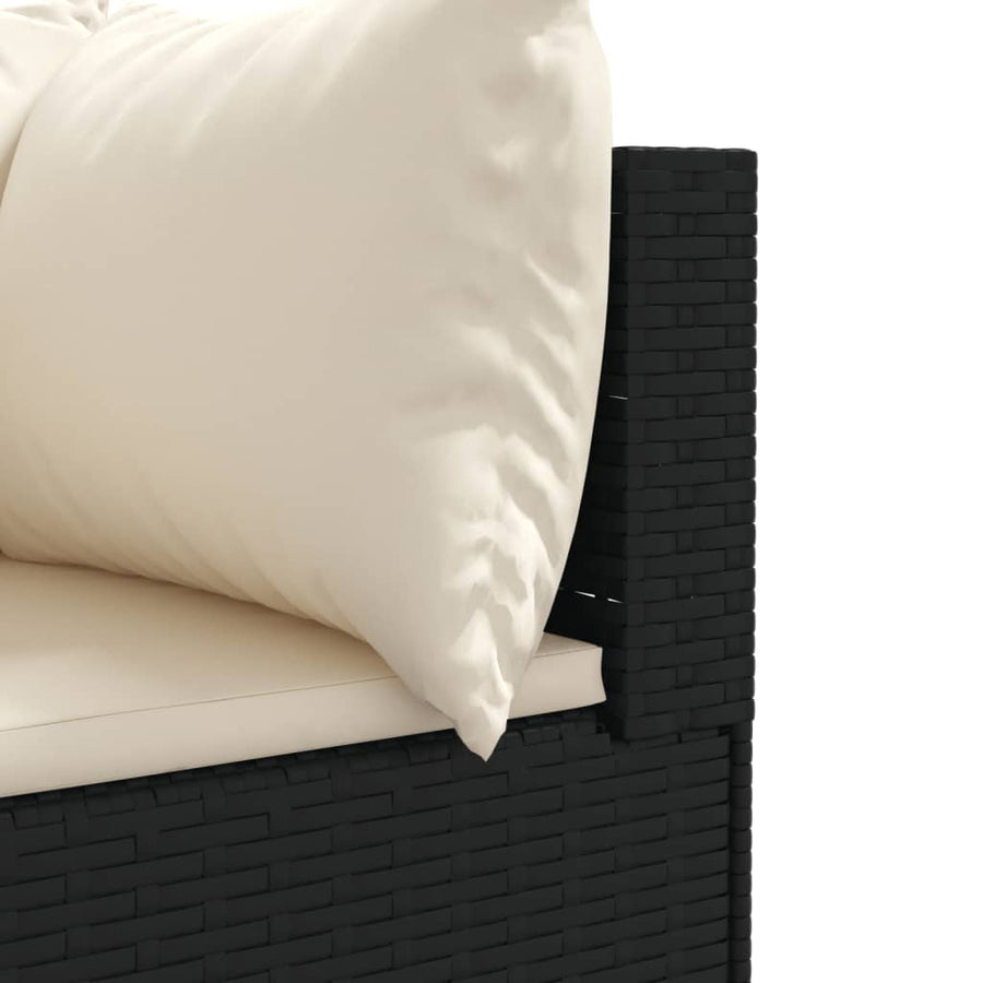 6-Delige Loungeset Met Kussens Poly Rattan 5 Zwart en crème