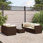 6-piece Lounge Set with Cushions Poly Rattan Brown