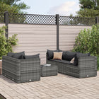 Loungeset 6-delig poly rattan grijs