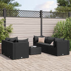 6-piece Lounge Set with Cushions Poly Rattan Black