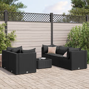 Loungeset 6-delig poly rattan zwart