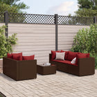 6-piece Lounge Set with Cushions Poly Rattan Brown