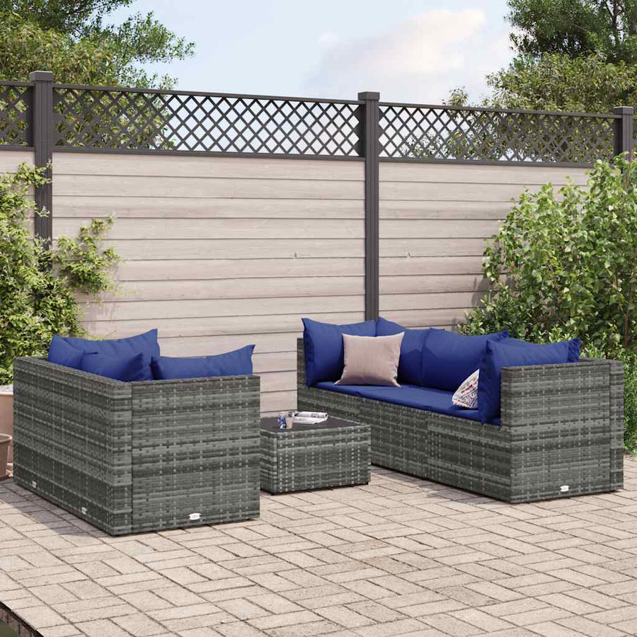 6-Delige Loungeset Met Kussens Poly Rattan 5