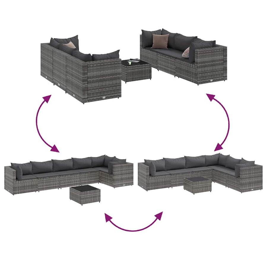 7-Delige Loungeset Met Kussens Poly Rattan 6