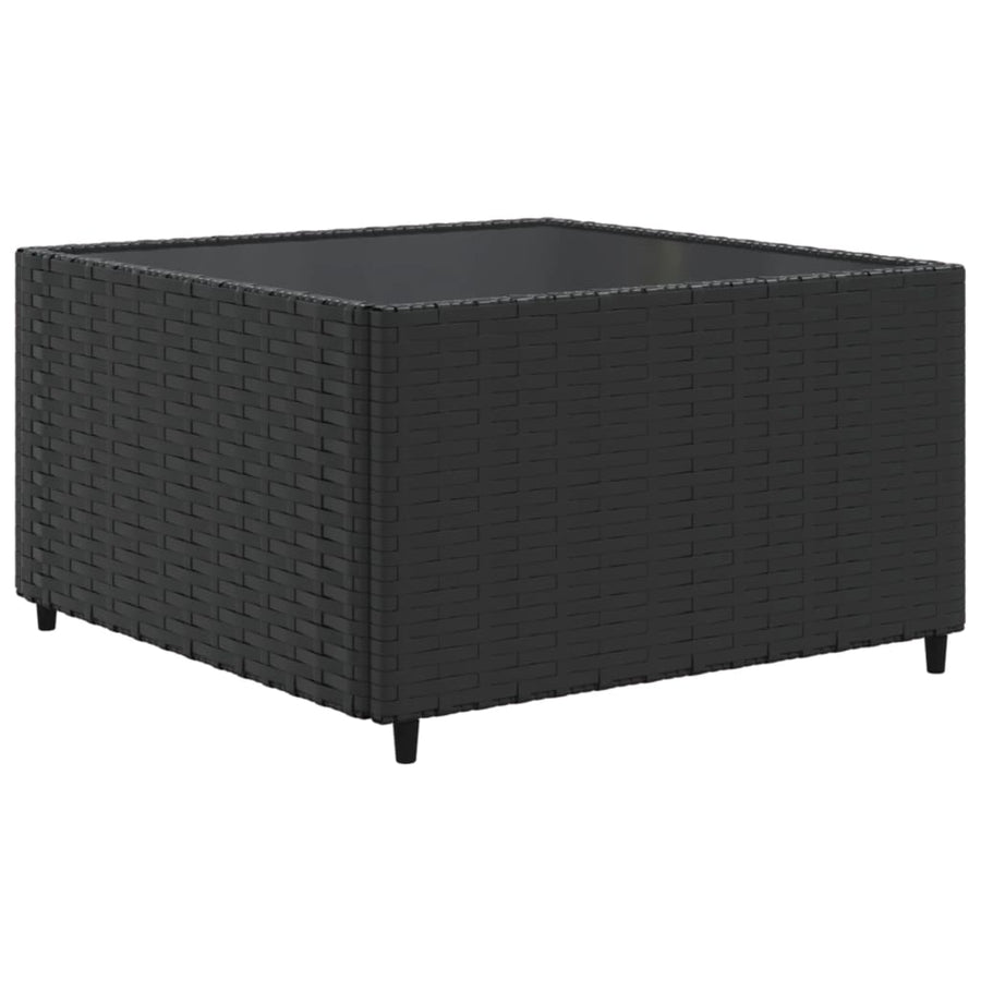 7-delige Loungeset met kussens poly rattan zwart