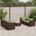 7-delige Loungeset met kussens poly rattan bruin