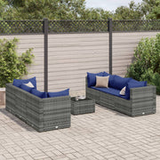 Loungeset 7-delig poly rattan grijs