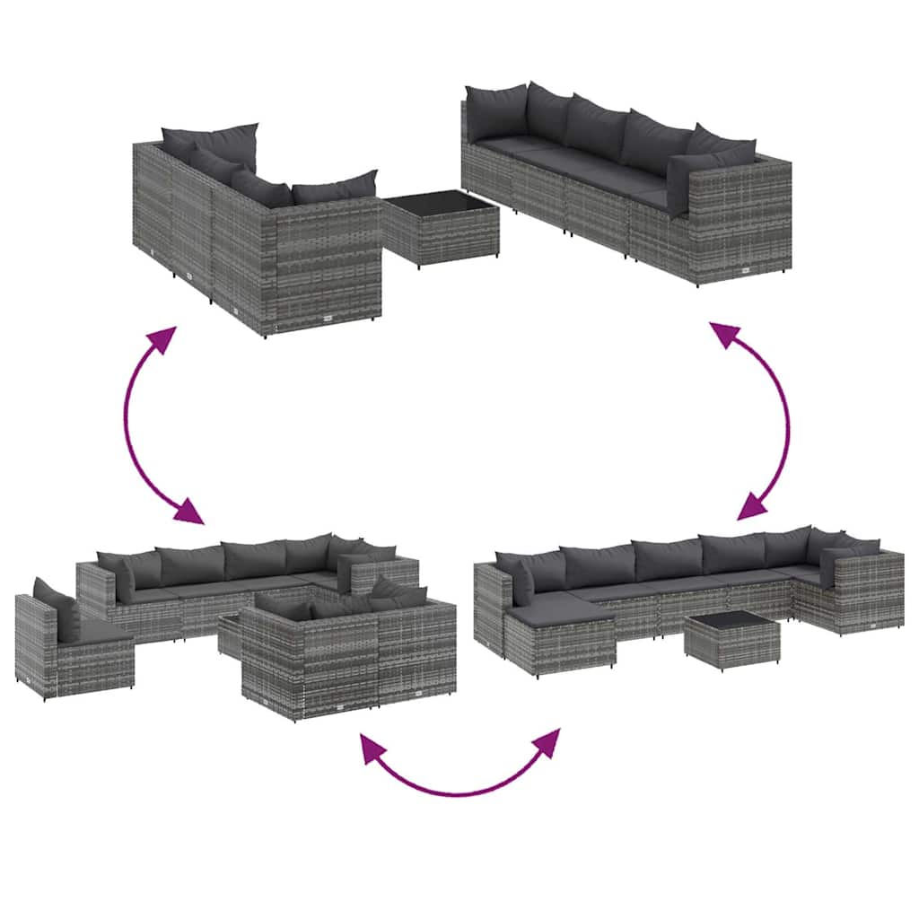 8-Delige Loungeset Met Kussens Poly Rattan 7