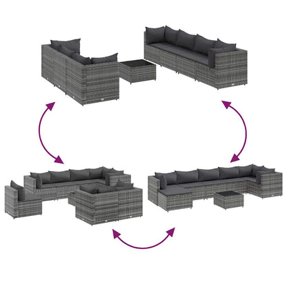 8-Delige Loungeset Met Kussens Poly Rattan 7