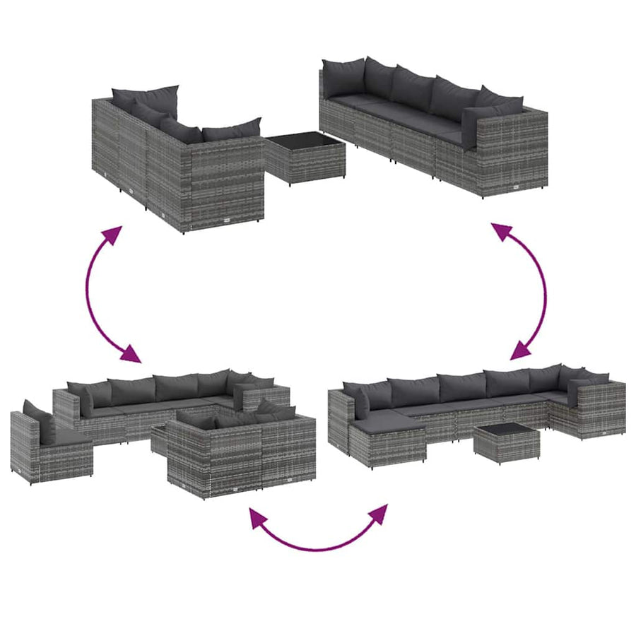 8-Delige Loungeset Met Kussens Poly Rattan 7