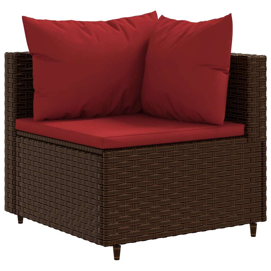 8-delige Loungeset met kussens poly rattan bruin