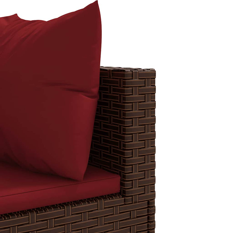 8-delige Loungeset met kussens poly rattan bruin