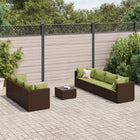 8-delige Loungeset met kussens poly rattan bruin