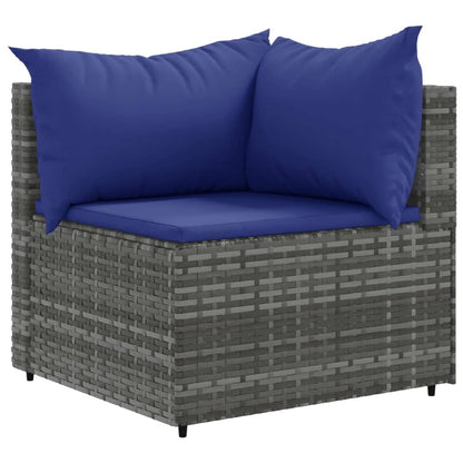 8-delige Loungeset met kussens poly rattan grijs