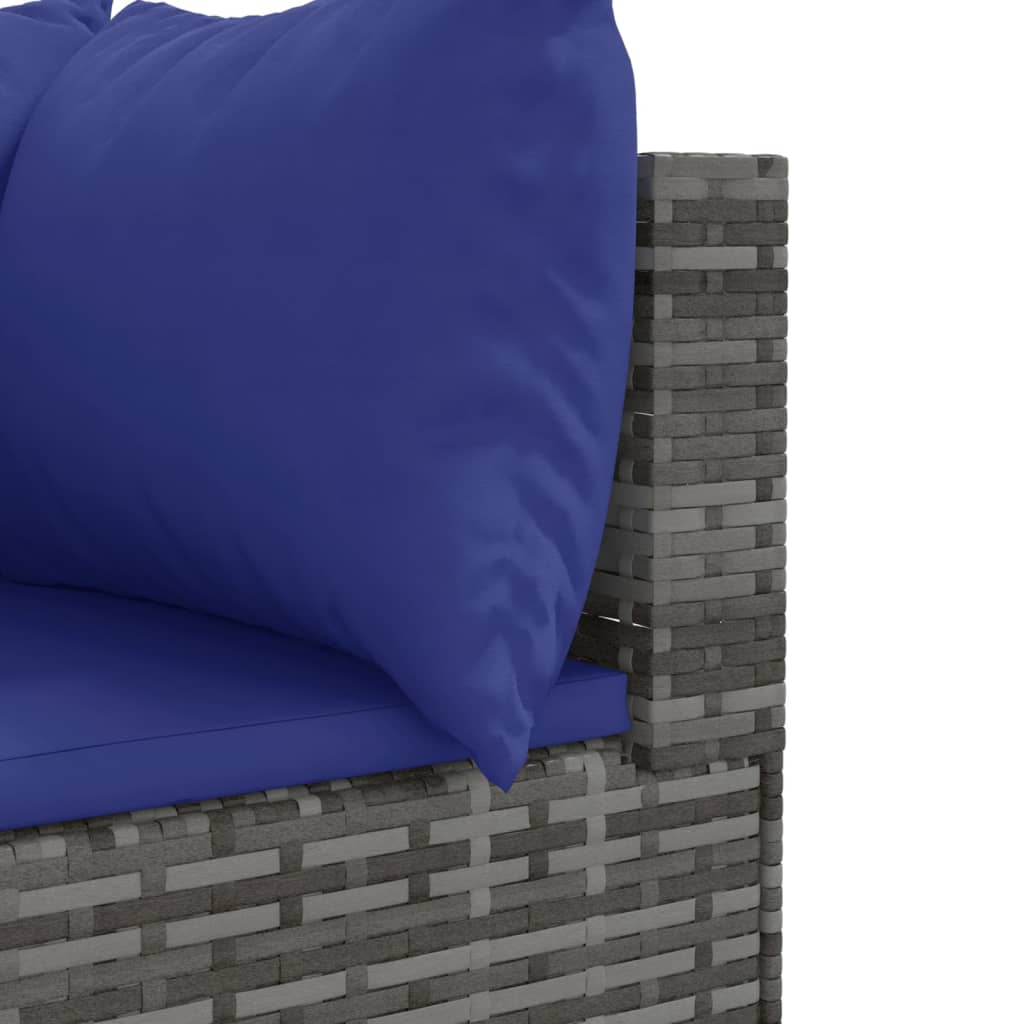 8-delige Loungeset met kussens poly rattan grijs