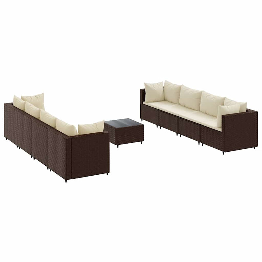 9-Delige Loungeset Met Kussens Poly Rattan 8