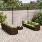 9-delige Loungeset met kussens poly rattan bruin